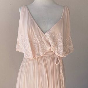 Free People Sylvia Beaded Elegant Blush Pink Wrap Dress size XS